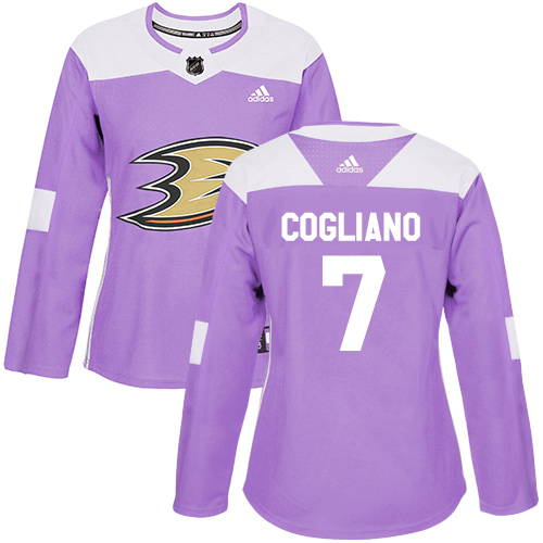Adidas Ducks #7 Andrew Cogliano Purple Authentic Fights Cancer Women's Stitched NHL Jersey